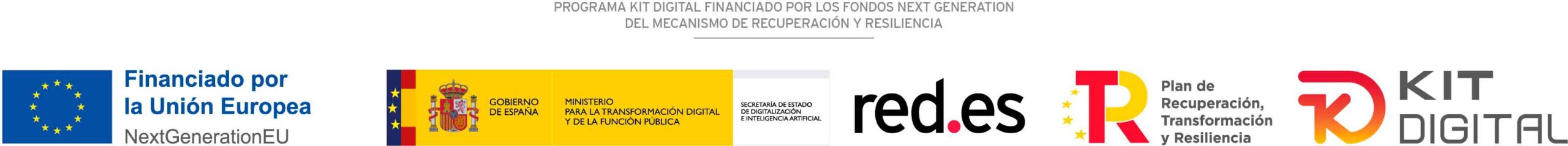 CONBANDERA_KITDIGITAL Logo Plan de recuperación, transformación y resiliencia y logo de Financiado por la unión Europea